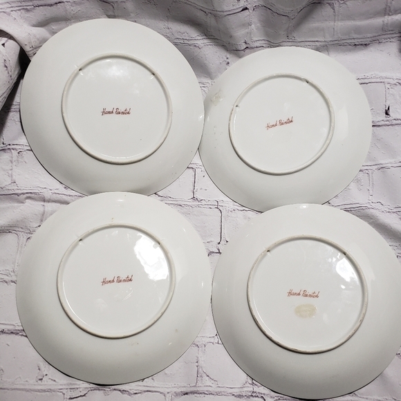 Saks Fifth Avenue Hand Painted Vegetable Salad Plates Set of 4 Vintage Japan MCM - Picture 2 of 8